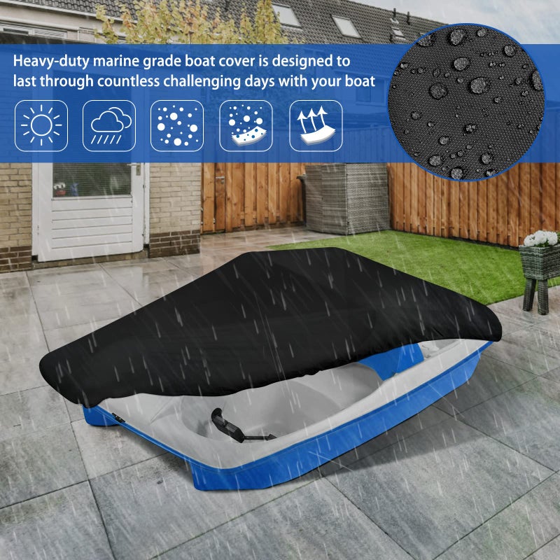 iCOVER Pedal Boat Cover, Fits 3 or 5 Person Paddle Boats Water Proof Heavy Duty Paddles Cover, Black - Image 4